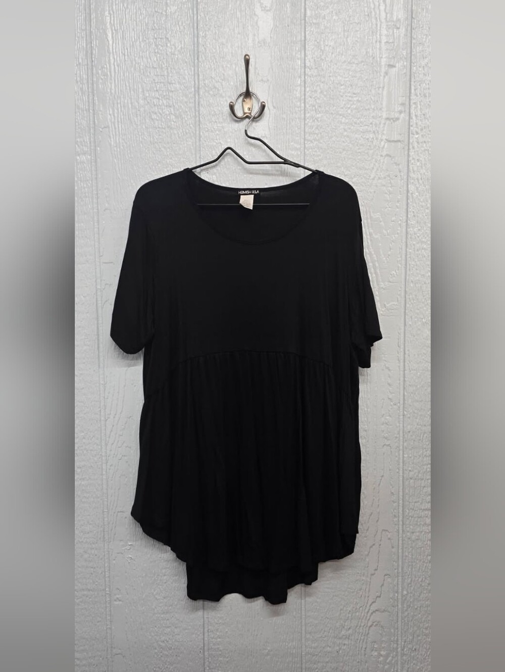 New 2X HEIMISH USA Black Short Sleeve Babydoll Top